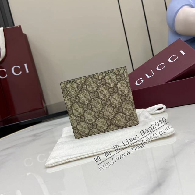Gucci專櫃古馳最新款Emblem系列雙折錢包男士短夾錢包 jh2692型號：821201